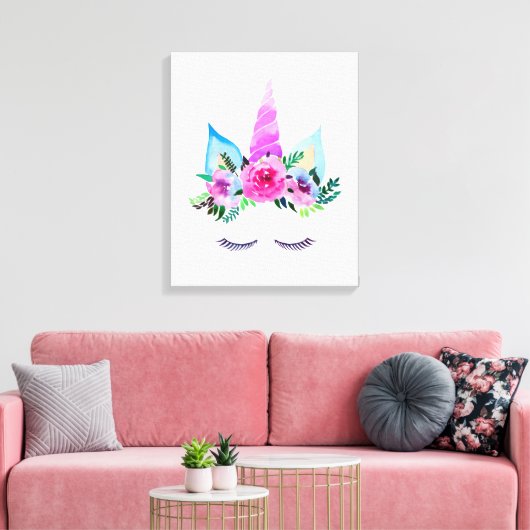 Cute Magical Unicorn Face Canvas Afdruk (Insitu (Woonkamer))