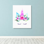 Cute Magical Unicorn Face Canvas Afdruk (Insitu (Houten vloer))