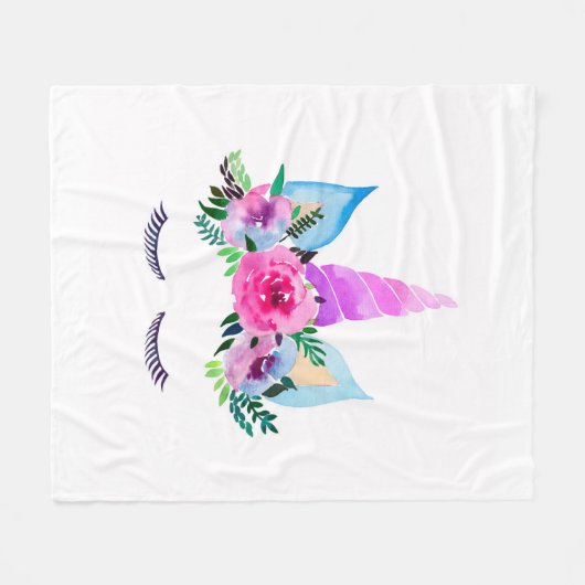 Cute Magical Unicorn Face Fleece Deken (Voorkant (Horizontaal))