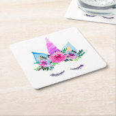 Cute Magical Unicorn Face Kartonnen Onderzetters (Schuin)