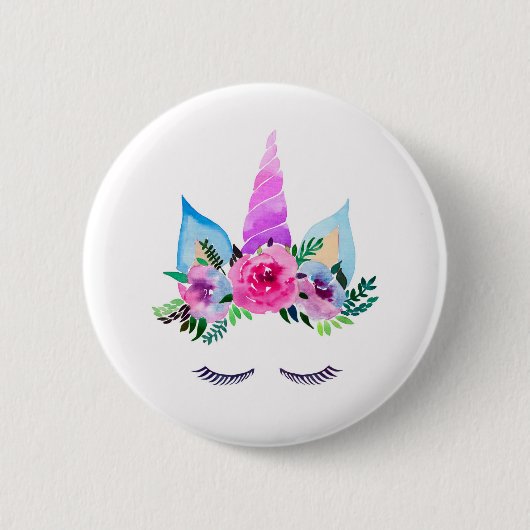 Cute Magical Unicorn Face Ronde Button 5,7 Cm (Voorkant)