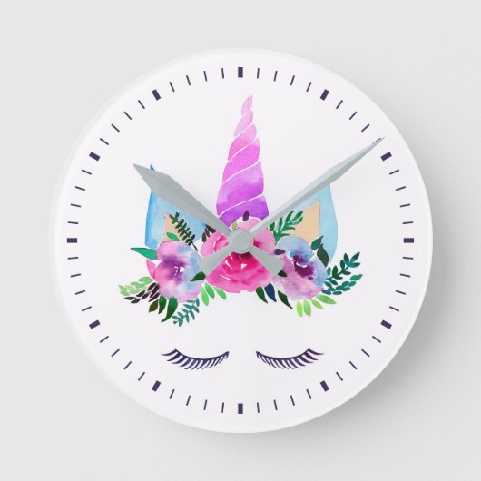 Cute Magical Unicorn Face Ronde Klok (Voorkant)