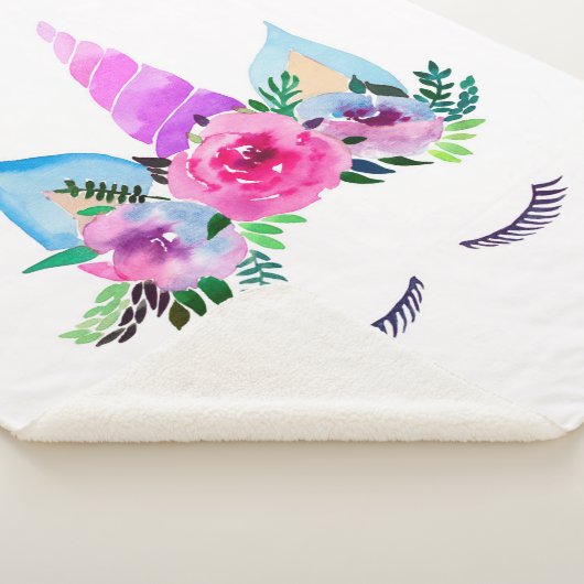 Cute Magical Unicorn Face Sherpa Deken (3/4)