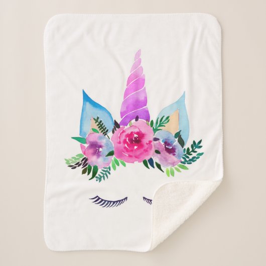 Cute Magical Unicorn Face Sherpa Deken (Voorkant)