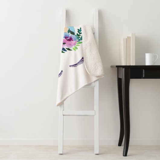 Cute Magical Unicorn Face Sherpa Deken (In situ)