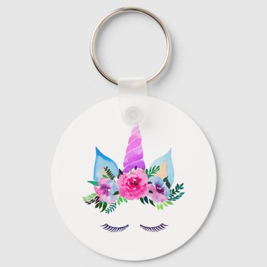 Cute Magical Unicorn Face Sleutelhanger (Voorkant)