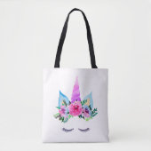 Cute Magical Unicorn Face Tote Bag (Voorkant)