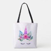Cute Magical Unicorn Face Tote Bag (Achterkant)