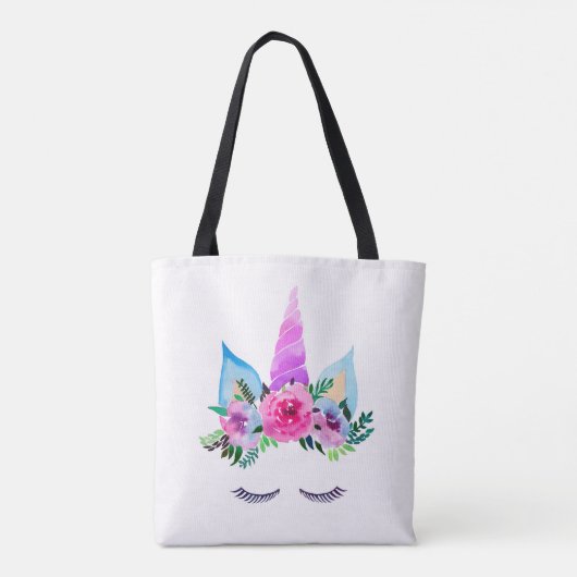 Cute Magical Unicorn Face Tote Bag (Achterkant)