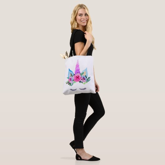 Cute Magical Unicorn Face Tote Bag (Op model)