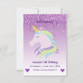 Cute Magical Unicorn & Hearts Birthday Kaart (Voorkant)