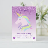 Cute Magical Unicorn & Hearts Birthday Kaart (Staand voorkant)