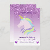 Cute Magical Unicorn & Hearts Birthday Kaart (Voorkant / Achterkant)