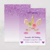 Cute Magical Unicorn & Hearts Birthday Kaart (Voorkant / Achterkant)