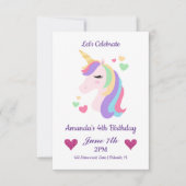 Cute Magical Unicorn & Hearts Birthday Kaart (Voorkant)