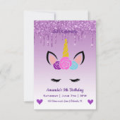 Cute Magical Unicorn & Hearts Birthday Kaart (Voorkant)