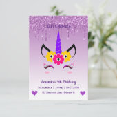 Cute Magical Unicorn & Hearts Birthday Kaart (Staand voorkant)