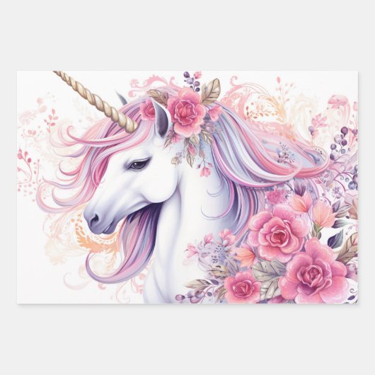 Cute Magical Unicorn Inpakpapier Vel (Voorkant)