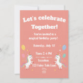 Cute Magical Unicorn Invite Kaart (Voorkant)