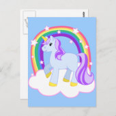 Cute Magical Unicorn met regenboog (!) Briefkaart (Voorkant / Achterkant)