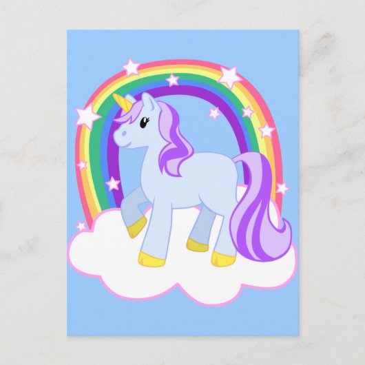 Cute Magical Unicorn met regenboog (!) Briefkaart (Voorkant)