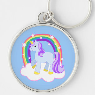 Cute Magical Unicorn met regenboog (!) Sleutelhanger