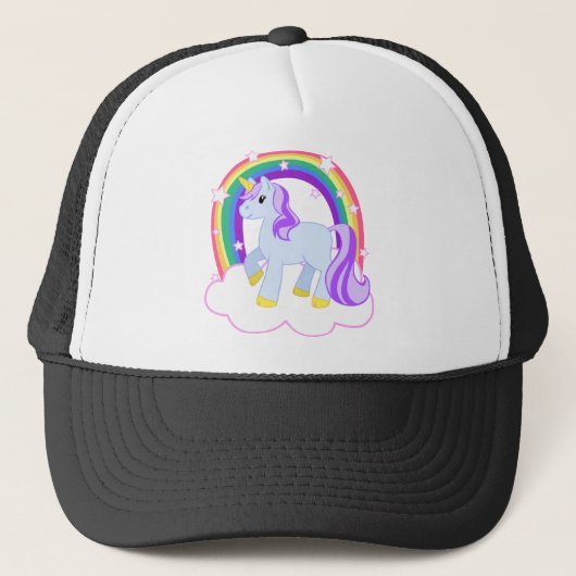 Cute Magical Unicorn met regenboog (!) Trucker Pet (Voorkant)