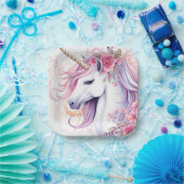 Cute Magical Unicorn Papieren Bordje (Feest)