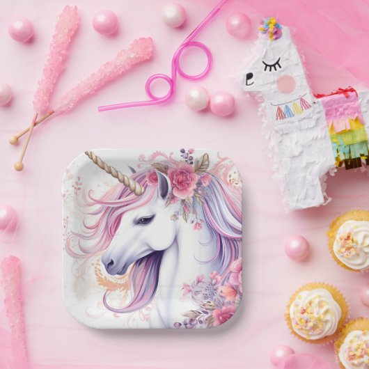 Cute Magical Unicorn Papieren Bordje (Feest)