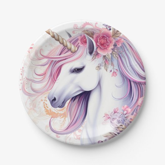 Cute Magical Unicorn Papieren Bordje (Voorkant)