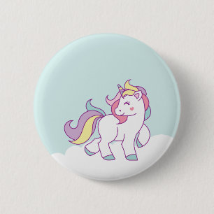 Cute Magical Unicorn Pastel Color Persoonlijk Ronde Button 5,7 Cm