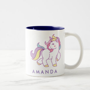 Cute Magical Unicorn Pastel Color Persoonlijk Tweekleurige Koffiemok