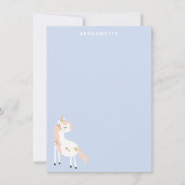 Cute Magical Unicorn Pastel Pink Paars Gold Name Bedankkaart