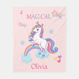 Cute Magical Unicorn Personalized Fleece Deken