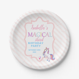 Cute Magical Unicorn Pink Birthday Party Papieren Bordje