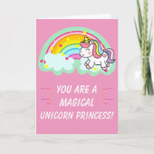 Cute Magical Unicorn Princess Pink Birthday Kaart (Voorkant)