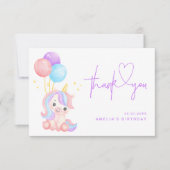 Cute Magical Unicorn Purple Girls Birthday Bedankkaart (Voorkant)