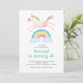 Cute Magical Unicorn Rainbow Birthday Kaart (Staand voorkant)