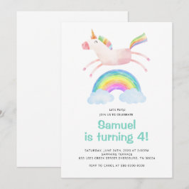 Cute Magical Unicorn Rainbow Birthday Kaart