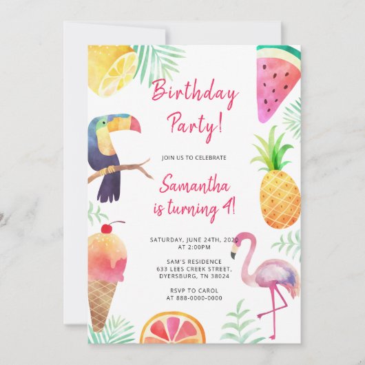 Cute Magical Unicorn Rainbow Birthday Kaart (Voorkant)