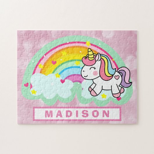 Cute Magical Unicorn Rainbow Legpuzzel (Horizontaal)