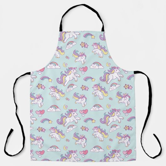 Cute Magical Unicorn Rainbows Pastel Blauw Schort (Voorkant)