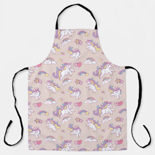Cute Magical Unicorn Rainbows Pastel Colors roze Schort