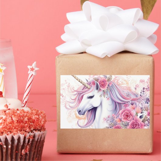 Cute Magical Unicorn Rechthoekige Sticker (Feest)