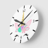 Cute Magical Unicorn Ronde Klok (Hoek)