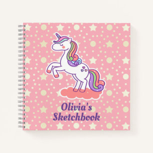 Cute Magical Unicorn Star Polka Dot Persoonlijk  Notitieboek