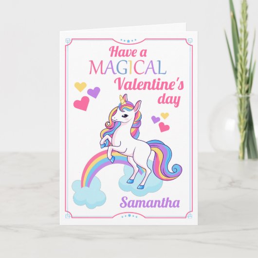 Cute Magical Unicorn Valentijnsdag Card Feestdagen Kaart (Voorkant)