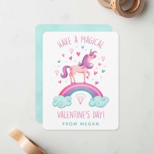 Cute Magical Unicorn Valentijnsdag Flat Note Card Notitiekaartje