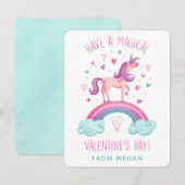 Cute Magical Unicorn Valentijnsdag Flat Note Card Notitiekaartje (Voorkant / Achterkant)