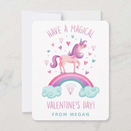 Cute Magical Unicorn Valentijnsdag Flat Note Card Notitiekaartje (Voorkant)